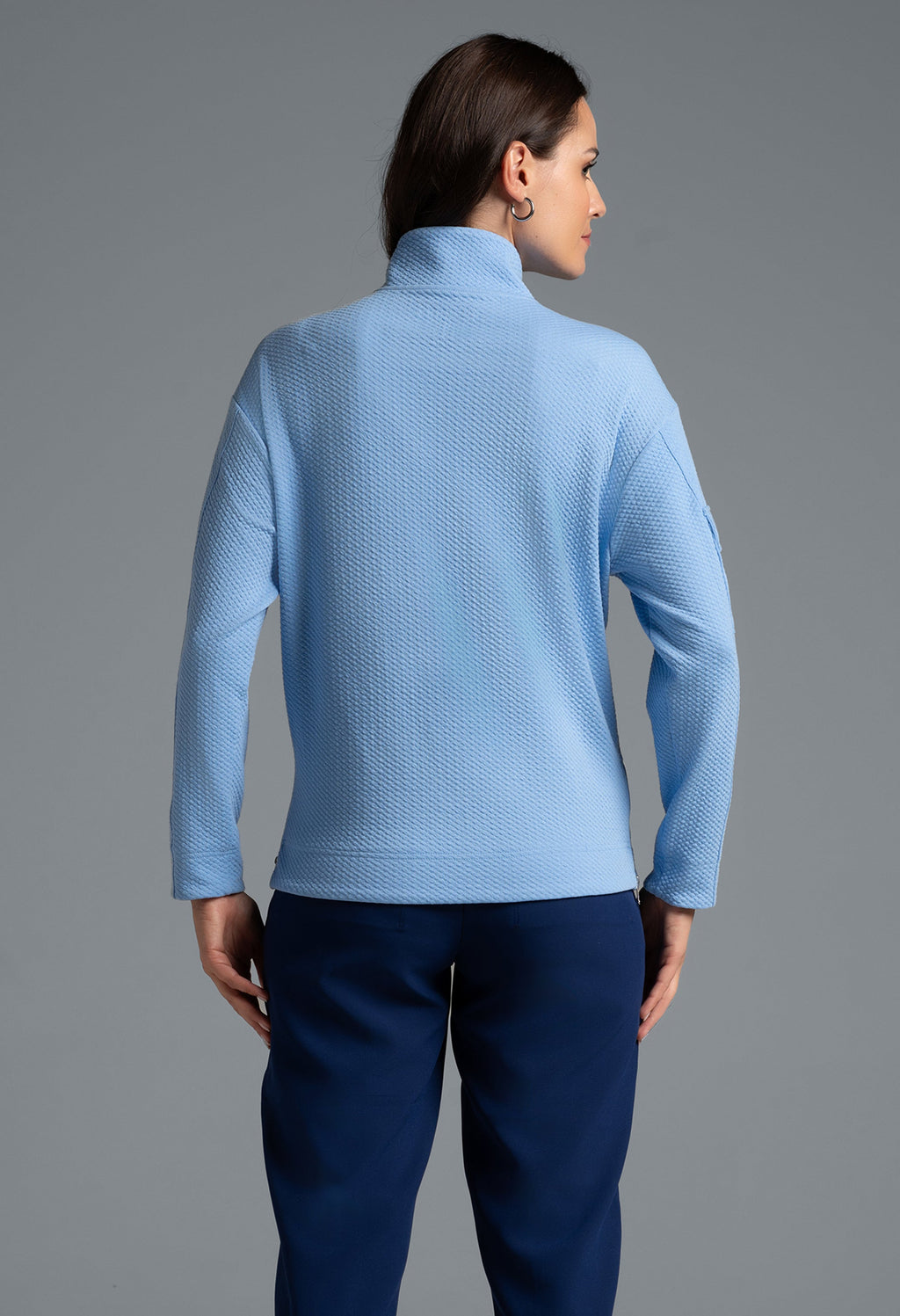 Solid Popcorn Stitch 1/4 Zip Pullover - 42000